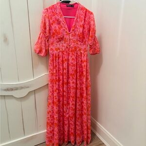 Nasty Gal Vibrant Pink Floral Maxi Dress